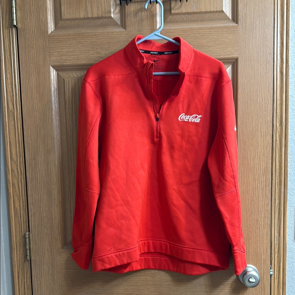 Nike Red Zip Up Sweater with Standing Collar